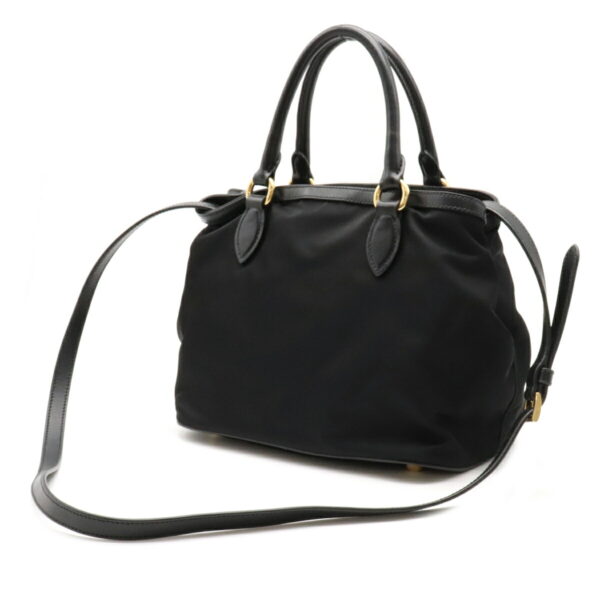 12100701 1 Prada 2WAY Nylon Leather Handbag Nero Black