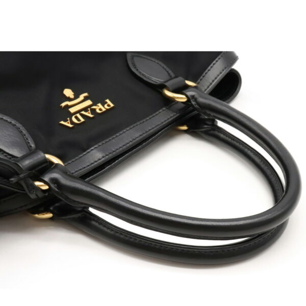 12100701 3 Prada 2WAY Nylon Leather Handbag Nero Black