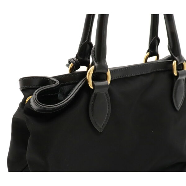 12100701 7 Prada 2WAY Nylon Leather Handbag Nero Black