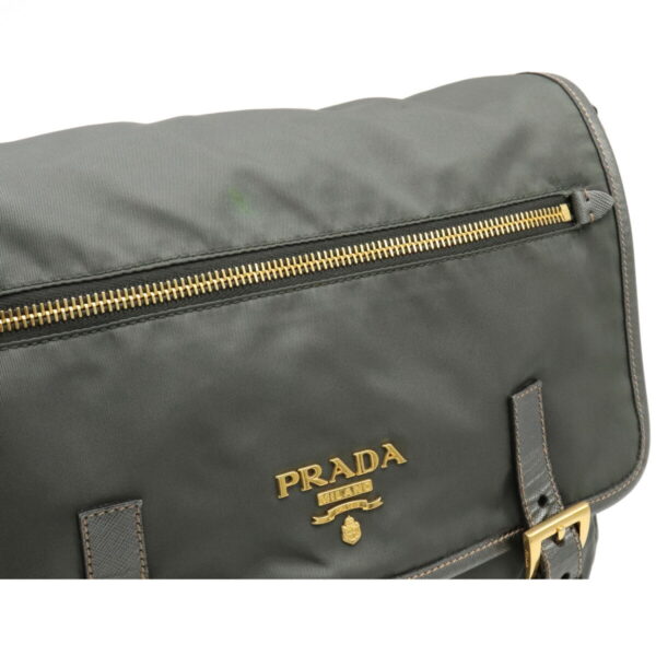 12100752 7 Prada Diagonal Nylon Leather Messenger Bag Gray