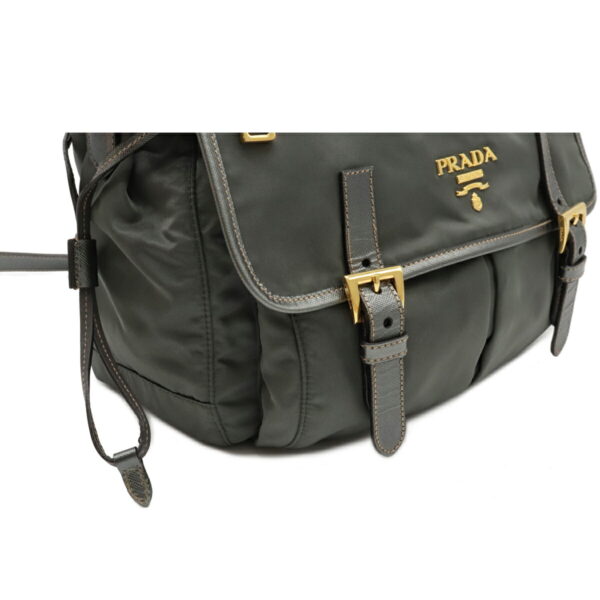 12100752 8 Prada Diagonal Nylon Leather Messenger Bag Gray