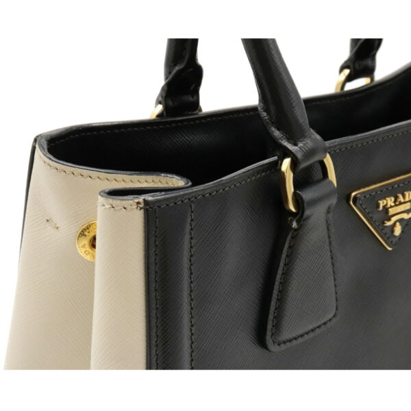 12100810 5 Prada 2WAY Saffiano Leather Handbag Nero Black Ivory Bicolor