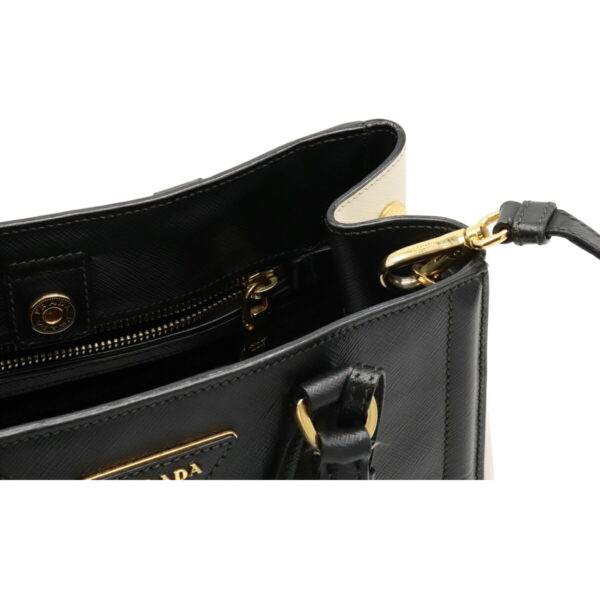 12100810 7 Prada 2WAY Saffiano Leather Handbag Nero Black Ivory Bicolor