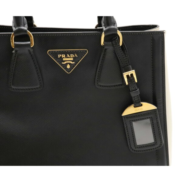 12100810 8 Prada 2WAY Saffiano Leather Handbag Nero Black Ivory Bicolor