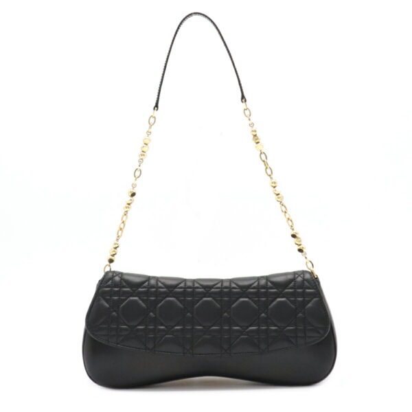 12100819 Christian Dior Lady Dior Cannage Chain Shoulder Bag Leather Black