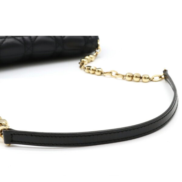 12100819 3 Christian Dior Lady Dior Cannage Chain Shoulder Bag Leather Black