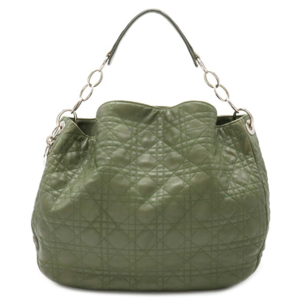 12100840 Christian Dior Lady Dior Cannage Shoulder Bag Leather Moss Green