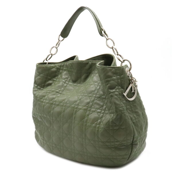 12100840 1 Christian Dior Lady Dior Cannage Shoulder Bag Leather Moss Green