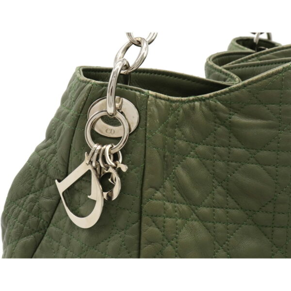 12100840 6 Christian Dior Lady Dior Cannage Shoulder Bag Leather Moss Green