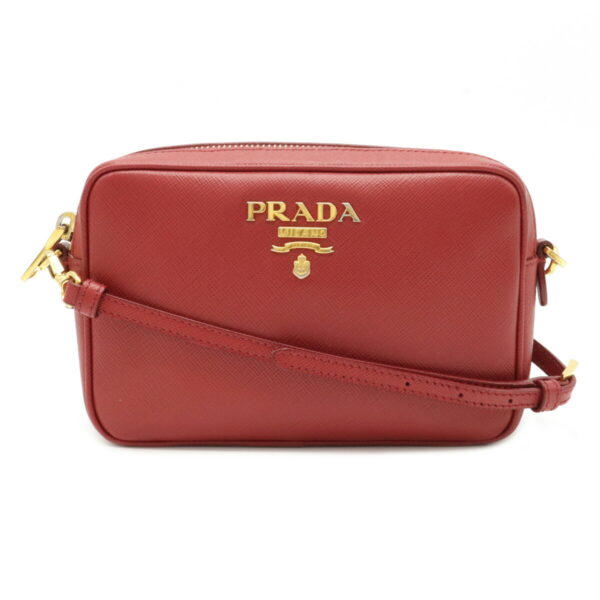 12101028 Prada 2WAY Saffiano Leather Accessory Case Fuoco Red