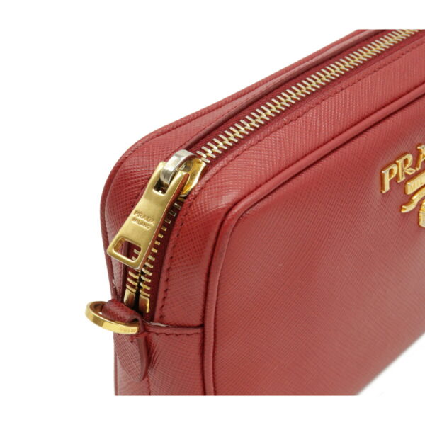 12101028 6 Prada 2WAY Saffiano Leather Accessory Case Fuoco Red