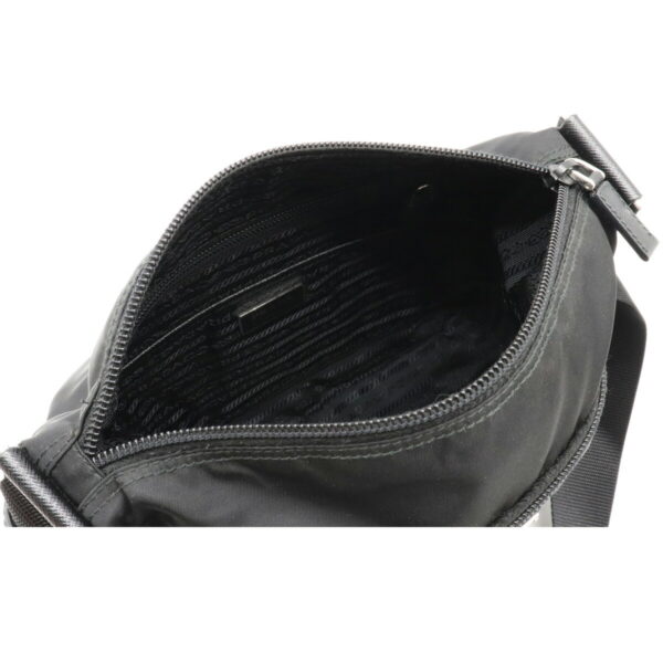 12101137 4 Prada Diagonal Nylon Leather Shoulder Bag Nero Black