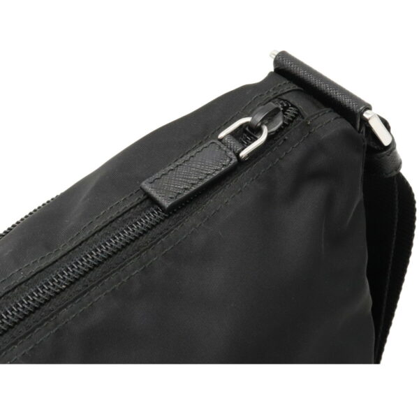 12101137 5 Prada Diagonal Nylon Leather Shoulder Bag Nero Black