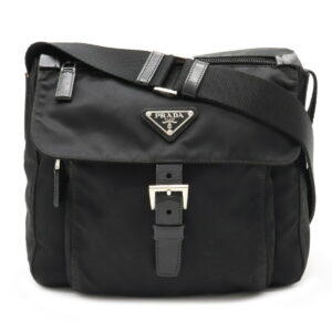 12101483 Prada Shoulder Pouch Nylon Leather Nero Black