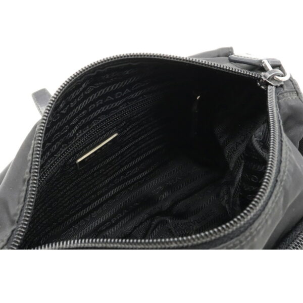 12101483 4 Prada Diagonal Nylon Leather Messenger Bag Nero Black