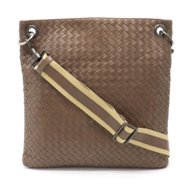 12101495 Bottega Veneta Intrecciato Shoulder Bag Leather Brown Beige