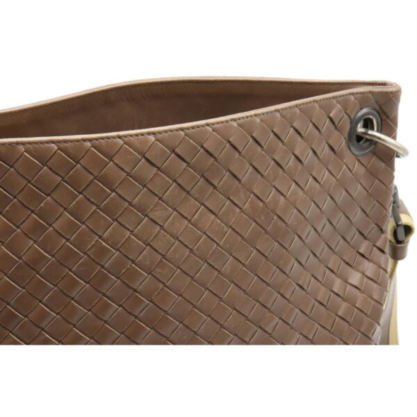 12101495 7 Bottega Veneta Intrecciato Shoulder Bag Leather Brown Beige