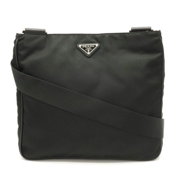 12101500 Prada Diagonal Nylon Leather Shoulder Bag Nero Black