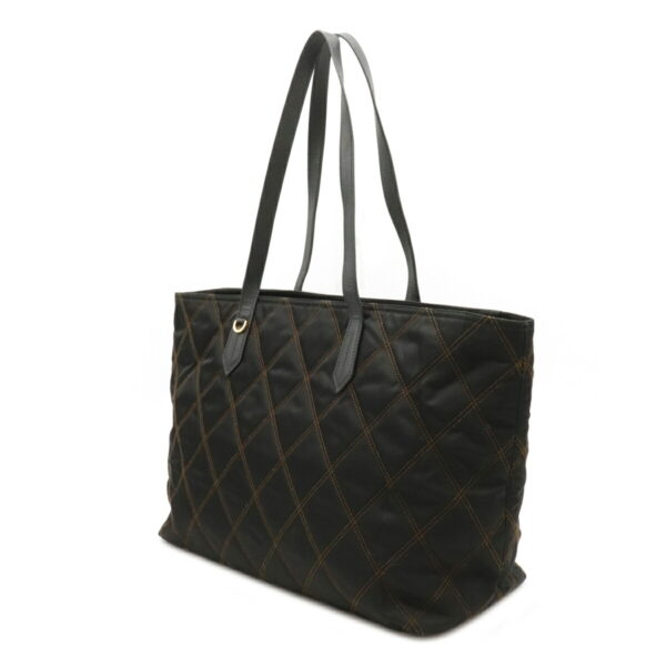 12101602 1 Prada Quilted Stitch Nylon Leather Tote Bag Nero Black Brown