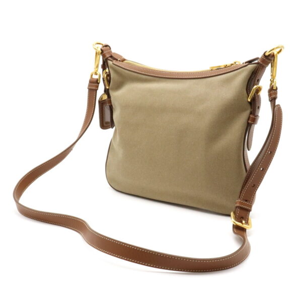 12101613 1 Prada Logo Jacquard Leather Crossbody Bag Khaki Beige Brown