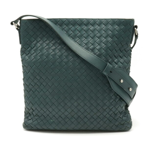 12101685 Bottega Veneta Intrecciato Shoulder Bag Leather Dark Green