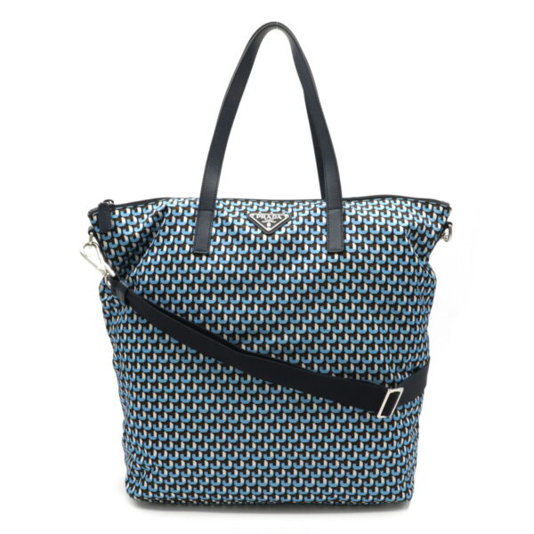 12101731 Prada 2WAY Tessuto Nylon Tote Bag Azzurro Blue