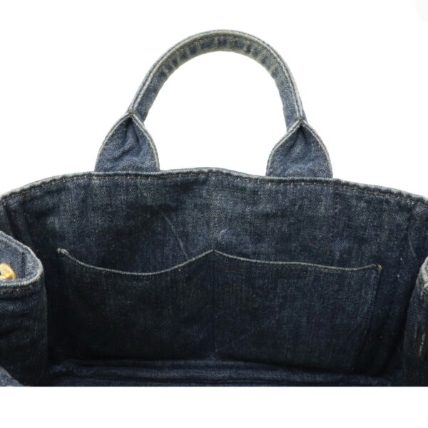 12110116 6 Prada Canapa Denim Tote Bag Avio Blue