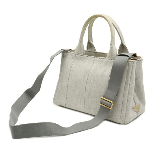 12110198 1 Prada Canapa 2WAY Denim Tote Bag Bianco Light Gray