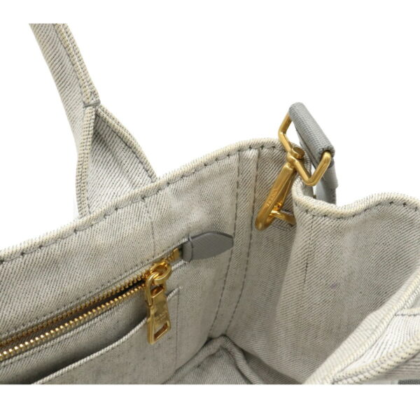 12110198 5 Prada Canapa 2WAY Denim Tote Bag Bianco Light Gray