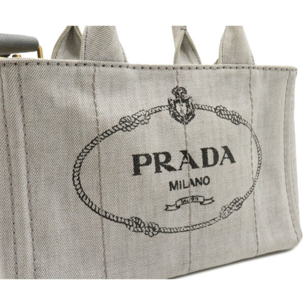 12110198 7 Prada Canapa 2WAY Denim Tote Bag Bianco Light Gray