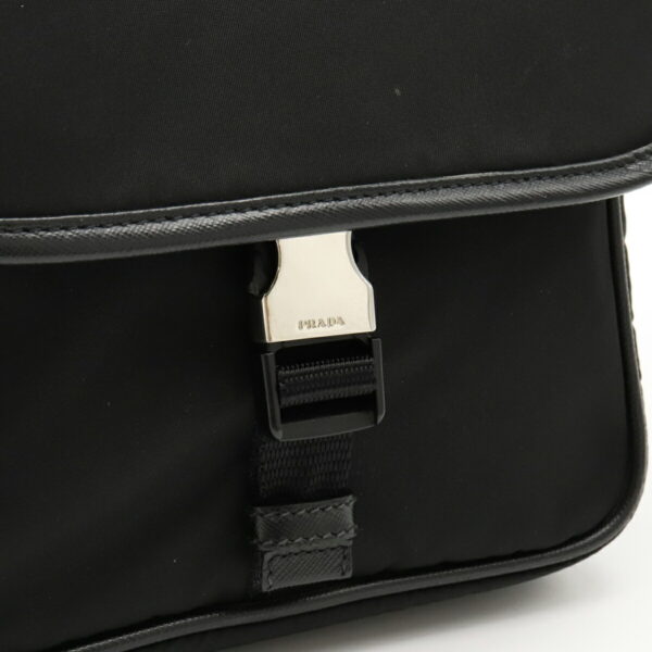 12110333 7 Prada Nylon Leather Crossbody Bag Nero Black