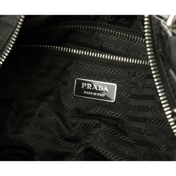 12110352 5 Prada Nylon Leather Shoulder Bag Nero Black