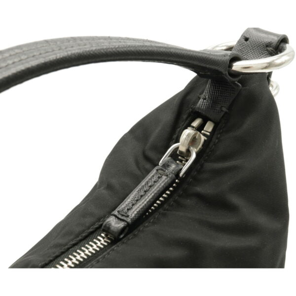 12110352 6 Prada Nylon Leather Shoulder Bag Nero Black