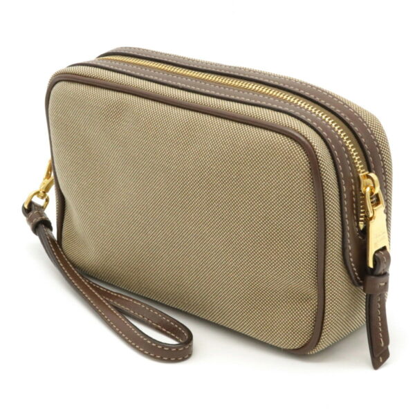 12110561 1 Prada Logo Jacquard Leather Multi Pouch Khaki Beige Brown