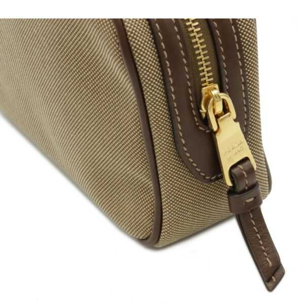 12110561 5 Prada Logo Jacquard Leather Multi Pouch Khaki Beige Brown