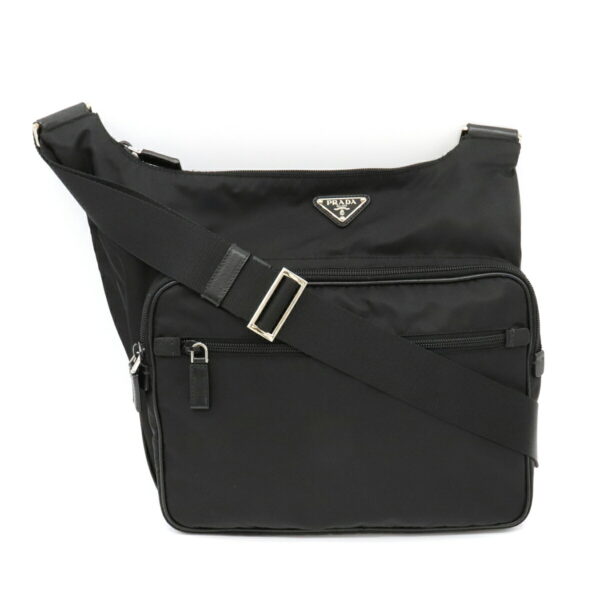 12110735 Prada Vela Nylon Leather Messenger Bag Nero Black