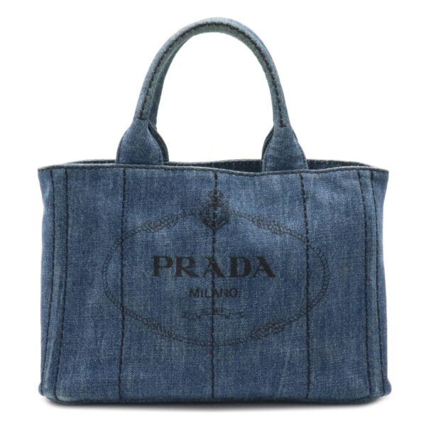 12110858 Prada Canapa Denim Tote Bag Bleu Blue