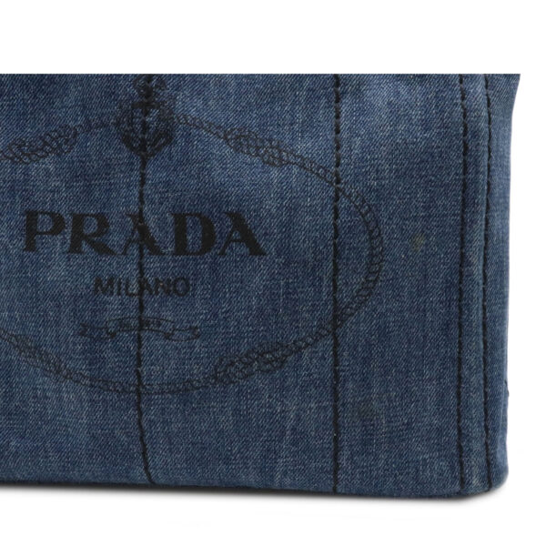 12110858 6 Prada Canapa Denim Tote Bag Bleu Blue