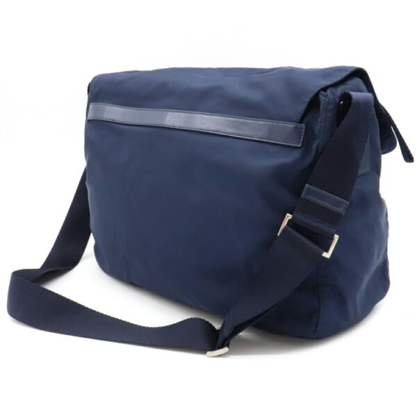 12110860 1 Prada Vela Nylon Leather Messenger Bag Navy Blue