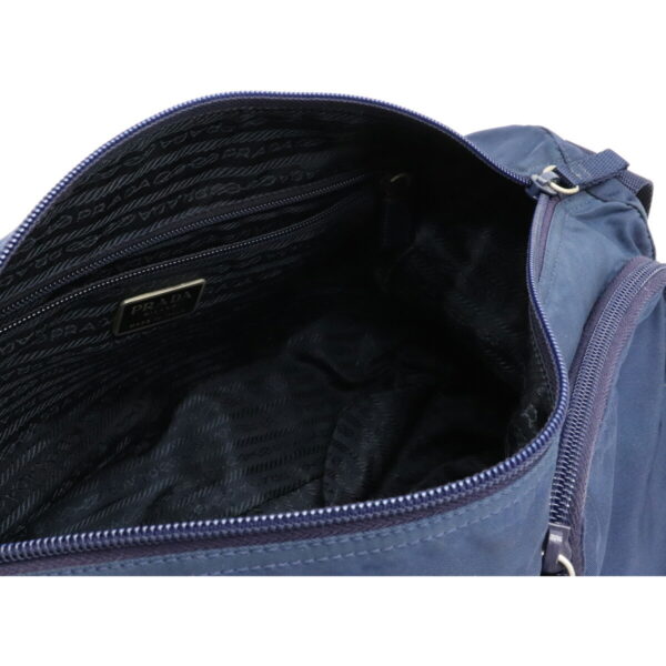 12110860 4 Prada Vela Nylon Leather Messenger Bag Navy Blue