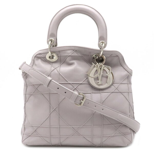 12110953 Christian Dior Granville Cannage Handbag 2WAY Leather Light Purple