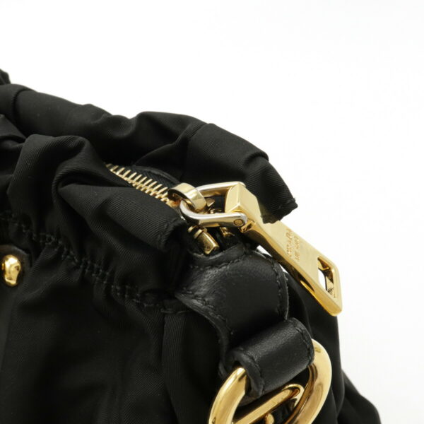 12111223 3 Prada Gathered Leather 2WAY Shoulder Bag Nero Black