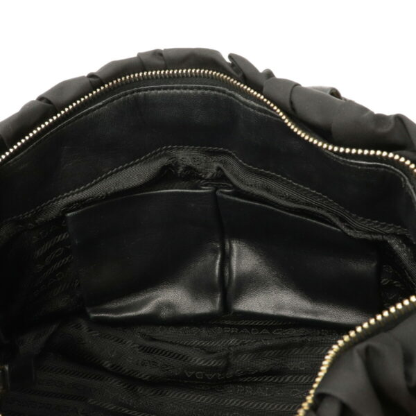 12111223 5 Prada Gathered Leather 2WAY Shoulder Bag Nero Black