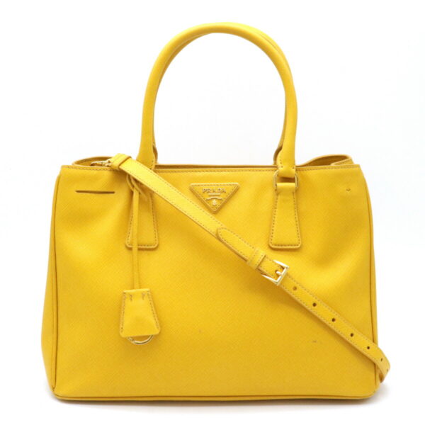 12111252 Prada Saffiano Leather 2WAY Shoulder Bag Yellow