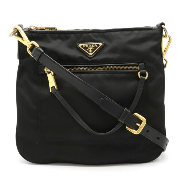 12111364 Prada Nylon Leather Crossbody Bag Nero Black