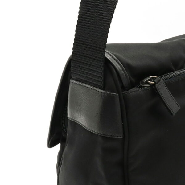 12111365 6 Prada Nylon Leather Messenger Bag Nero Black