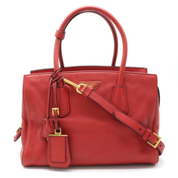 12111368 Prada 2WAY Leather Shoulder Bag Red