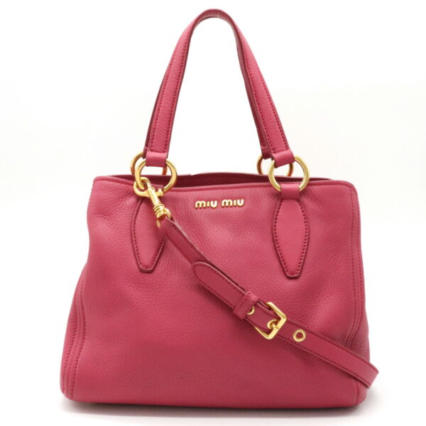 12111369 Miu Miu Shoulder Bag Leather Peonia Pink