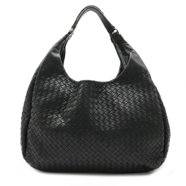 12120107 Bottega Veneta Intrecciato Campana Large Shoulder Bag Black