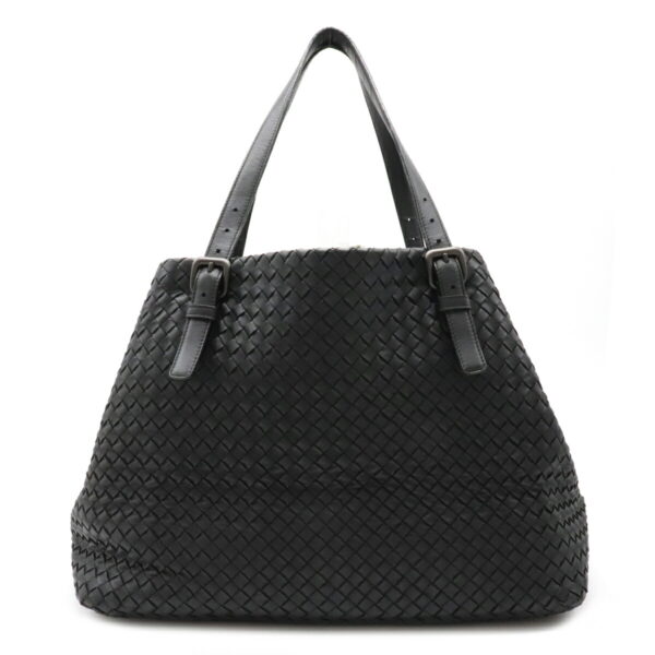 12120109 Bottega Veneta Intrecciato Chesta Large Tote Bag Black